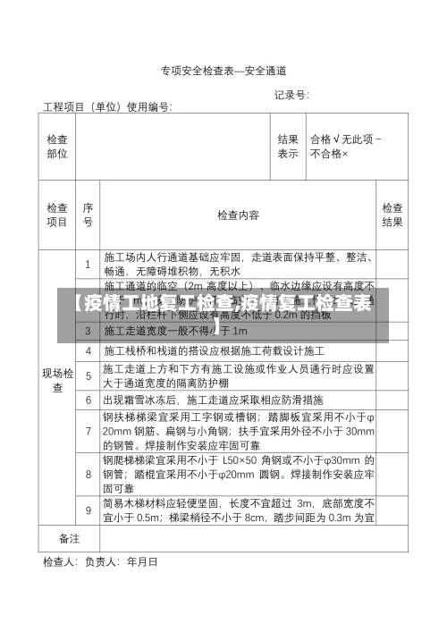 【疫情工地复工检查,疫情复工检查表】-第3张图片