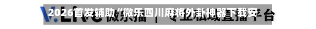 2026首发辅助“微乐四川麻将外卦神器下载安装”详细开挂教程官方正版下载-第2张图片