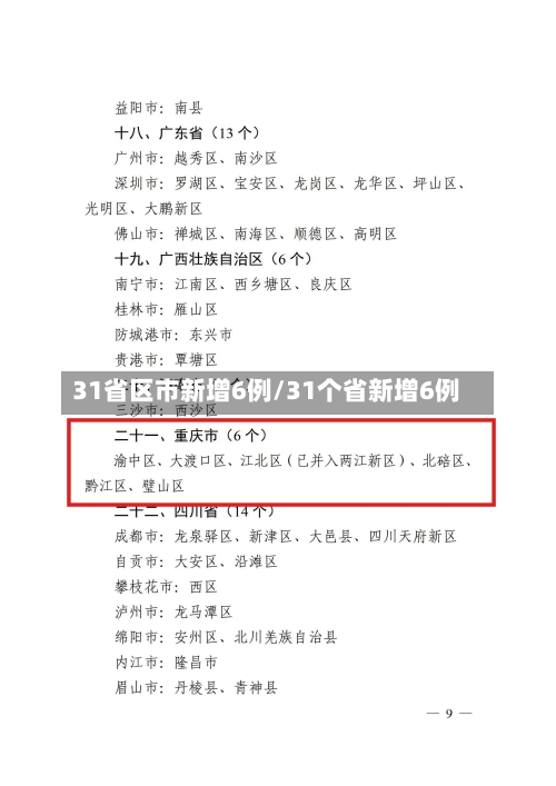 31省区市新增6例/31个省新增6例