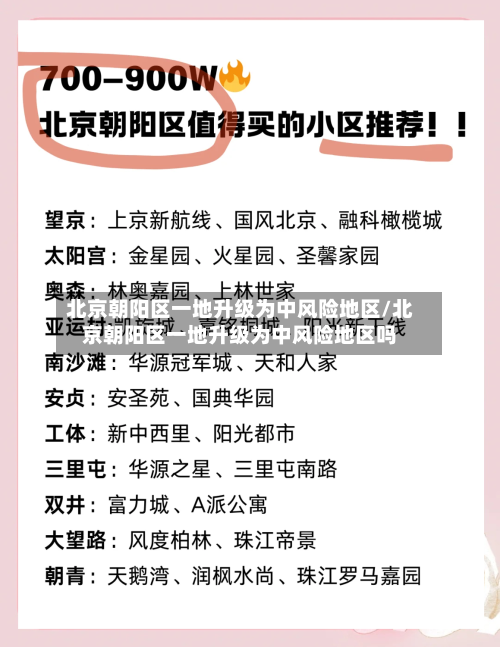 北京朝阳区一地升级为中风险地区/北京朝阳区一地升级为中风险地区吗