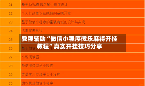 教程辅助“微信小程序微乐麻将开挂教程”真实开挂技巧分享-第3张图片