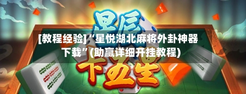 [教程经验]“星悦湖北麻将外卦神器下载”(助赢详细开挂教程)-第2张图片