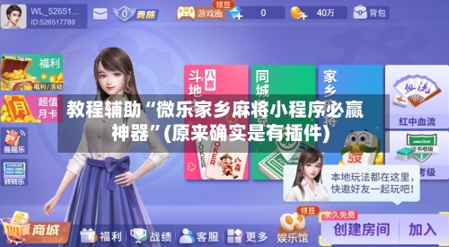 教程辅助“微乐家乡麻将小程序必赢神器	”(原来确实是有插件)-第2张图片