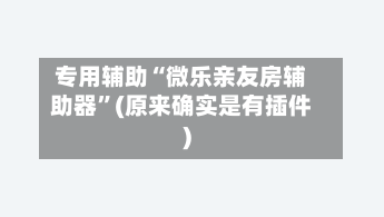 专用辅助“微乐亲友房辅助器	”(原来确实是有插件)-第2张图片