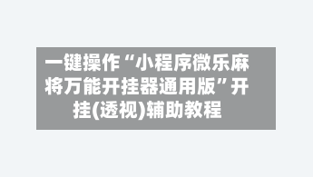 一键操作“小程序微乐麻将万能开挂器通用版”开挂(透视)辅助教程-第2张图片