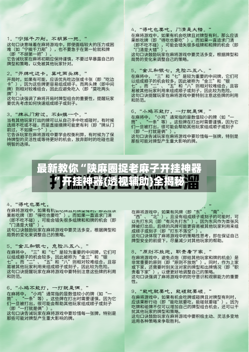 最新教你“陕麻圈捉老麻子开挂神器”开挂神器{透视辅助}全揭秘-第2张图片