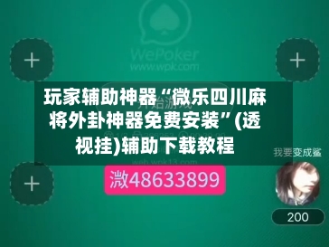 玩家辅助神器“微乐四川麻将外卦神器免费安装”(透视挂)辅助下载教程-第3张图片